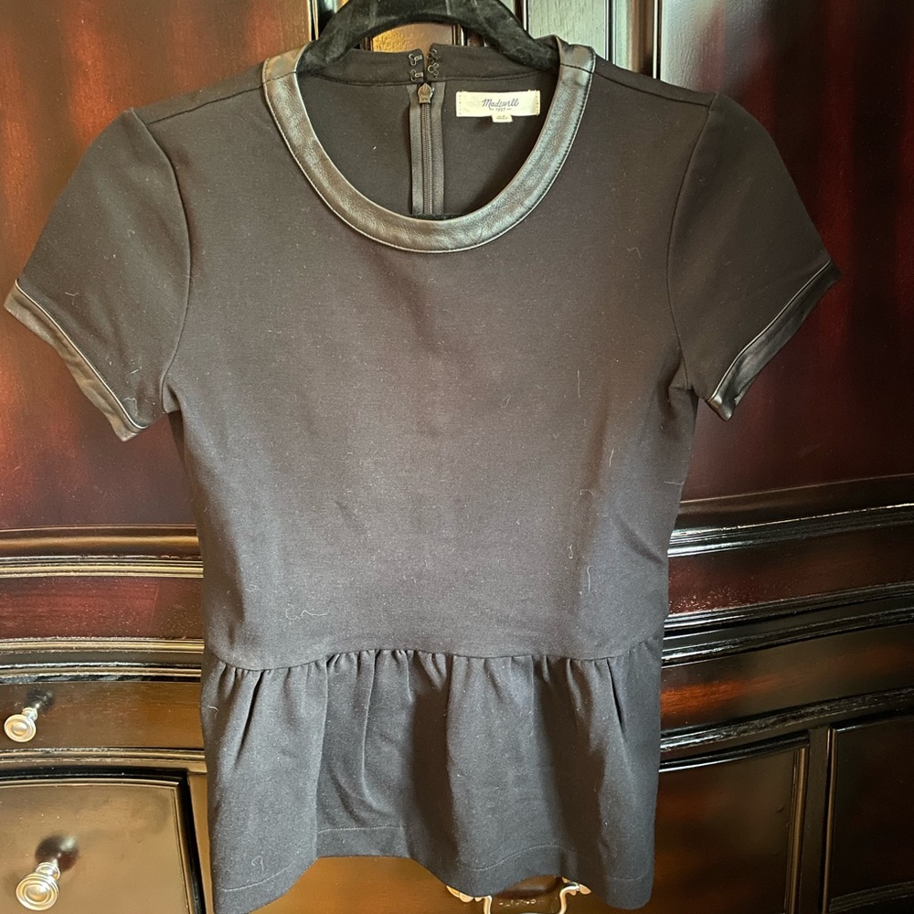 Madewell leather trim peplum top